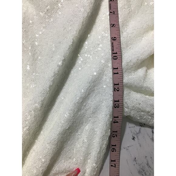 LULU'S XL Feeling Sparkly White Sequin Bow Backlesss Wide-Leg Jumpsuit NEW B120 - Picture 9 of 12